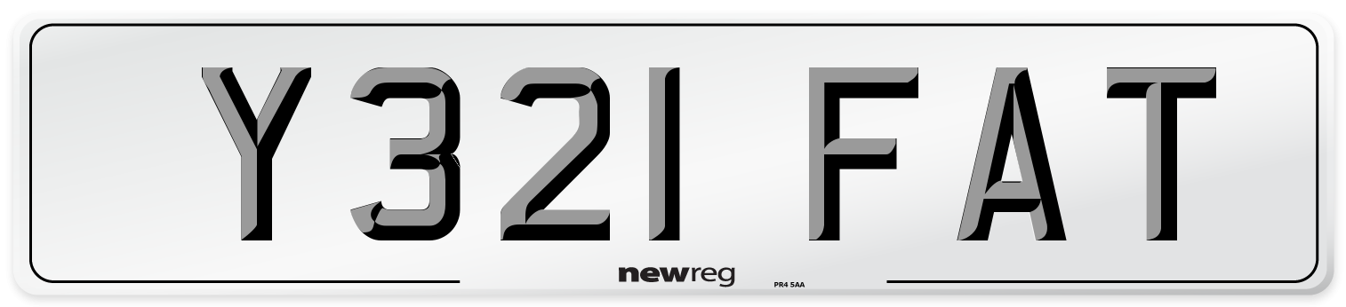 Y321 FAT Number Plate from New Reg